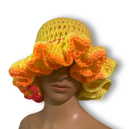 Yellow & Orange Ruffle Bucket Hat